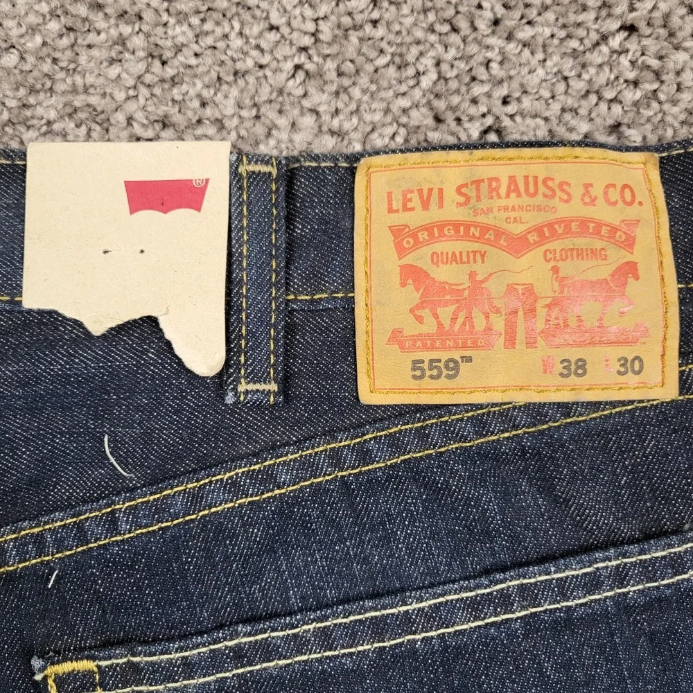 Levi Strauss 559 Relaxed Straight Fit Dark Wash Denim‎ Jeans Mens 38x30
